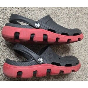 Crocs Sport Clogs Men Size 11 Black Red Comfort Breathable Lightweight